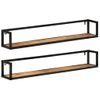 Pack 2 Uds Estantes De Pared | Estante Flotante | Repisa De Pared Madera Maciza Mango Hierro 110x17x17 Cm Cfw761982