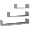 Pack 3 Uds Estantes De Pared | Estante Flotante | Repisa De Pared Madera Contrachapada Gris Hormigón Cfw761996