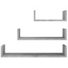 Pack 3 Uds Estantes De Pared | Estante Flotante | Repisa De Pared Madera Contrachapada Gris Hormigón Cfw761996