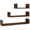 Pack 3 Uds Estantes De Pared | Estante Flotante | Repisa De Pared Madera Contrachapada Roble Ahumado Cfw761998