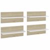 Pack 4 Uds Estantes De Pared | Estante Flotante | Repisa De Pared Blanco Y Roble Sonoma 40x11,5x18 Cm Cfw762024