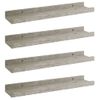 Pack 4 Uds Estantes De Pared | Estante Flotante | Repisa De Pared Gris Hormigón 40x9x3 Cm Cfw762035