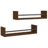 Pack 2 Uds Estantes De Pared | Estante Flotante | Repisa De Pared Con Barras Marrón Roble 60x16x14 Cm Cfw762066