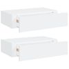 Pack 2 Uds Estantes De Pared | Estante Flotante | Repisa De Pared Con Cajón Mdf Blanco 40x23,5x10 Cm Cfw762094