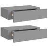 Pack 2 Uds Estantes De Pared | Estante Flotante | Repisa De Pared Con Cajón Mdf Gris 40x23,5x10 Cm Cfw762096