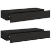 Pack 2 Uds Estantes De Pared | Estante Flotante | Repisa De Pared Con Cajón Mdf Negro 60x23,5x10 Cm Cfw762099