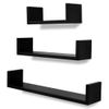 Pack 3 Uds Estantes Pared | Estante Flotante | Repisa De Pared Mdf Negro Forma U Libros/dvd Cfw762246