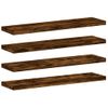 Pack 4 Uds Estantes Pared | Estante Flotante | Repisa De Pared Madera Ingeniería Roble Humo 40x10x1,5 Cm Cfw762335