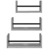 Pack 3 Uds Estantes Pared | Estante Flotante | Repisa De Pared Con Barras Madera Ingeniería Gris Sonoma Cfw762356