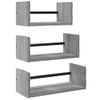 Pack 3 Uds Estantes Pared | Estante Flotante | Repisa De Pared Con Barras Madera Ingeniería Gris Sonoma Cfw762356