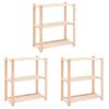 Pack 3 Uds Estanteria | Librería Industrial | Estante 3 Niveles Madera Pino Maciza 150 Kg Cfw760023