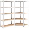 Pack 2 Uds Estanteria | Librería Industrial | Estante 5 Niveles Acero Madera Contrachapada Plateado Cfw760090