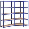 Pack 2 Uds Estanteria | Librería Industrial | Estante 5 Niveles Acero Y Madera Contrachapada Azul Cfw760098