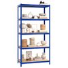 Pack 2 Uds Estanteria | Librería Industrial | Estante 5 Niveles Acero Y Madera Contrachapada Azul Cfw760098