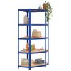 Pack 2 Uds Estanteria | Librería Industrial | Estante 5 Niveles Acero Y Madera Contrachapada Azul Cfw760098