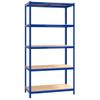 Pack 2 Uds Estanteria | Librería Industrial | Estante 5 Niveles Acero Y Madera Contrachapada Azul Cfw760098