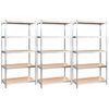 Pack 3 Uds Estanteria | Librería Industrial | Estante 5 Niveles Acero Madera Contrachapada Plateado Cfw760108