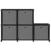 Estanteria | Librería Industrial | Estante De 5 Cubos Con Cajas De Tela Negro 103x30x72,5 Cm Cfw760438