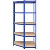 Estanteria | Librería Industrial | Estante Esquina 5 Niveles Madera Contrachapada Y Acero Azul Cfw760854