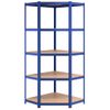 Estanteria | Librería Industrial | Estante Esquina 5 Niveles Madera Contrachapada Y Acero Azul Cfw760855