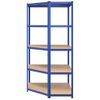 Estanteria | Librería Industrial | Estante Esquina 5 Niveles Madera Contrachapada Y Acero Azul Cfw760856