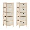 Pack 2 Uds Estante | Estanterias Con 5 Cestas De Tela Madera De Cedro Beige Cfw761842