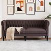 Sofá Chesterfield De 2 Plazas | Sofá De Salón | Sofá De Descanso Tela Marrón Oscuro Cfw66118