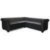 Sofá Chesterfield De Esquina 5 Plazas | Sofá De Salón | Sofá De Descanso De Cuero Artificial Negro Cfw46302