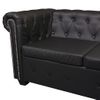 Sofá Chesterfield De Esquina 5 Plazas | Sofá De Salón | Sofá De Descanso De Cuero Artificial Negro Cfw46302