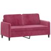 Sofá De 2 Plazas | Sofá De Salón | Sofá De Descanso De Terciopelo Rojo Tinto 140 Cm Cfw30643