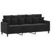 Sofá De 3 Plazas | Sofá De Salón | Sofá De Descanso Terciopelo Negro 180 Cm Cfw45254