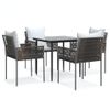 Juego Comedor Jardín 5 Uds | Conjunto Mueble Jardin Mesa Y Sillas Y Cojines Ratán Sintético Y Acero Cfw35310