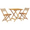 Juego De Bistro De 3 Uds | Conjunto Mueble Jardin Mesa Y Sillas Polipropileno Y Madera Maciza Beige Cfw68299