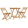 Juego De Bistro De 3 Uds | Conjunto Mueble Jardin Mesa Y Sillas Polipropileno Y Madera Maciza Beige Cfw63887