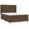 Cama Doble | Cama Para Adultos | Cama Box Spring Colchón Luces Led Tela Marrón Oscuro 140x190 Cm Cfw3050855