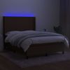 Cama Doble | Cama Para Adultos | Cama Box Spring Colchón Luces Led Tela Marrón Oscuro 140x190 Cm Cfw2205412