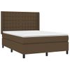 Cama Doble | Cama Para Adultos | Cama Box Spring Colchón Luces Led Tela Marrón Oscuro 140x190 Cm Cfw4769786