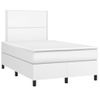 Cama Doble | Cama Para Adultos | Cama Box Spring Colchón Y Led Cuero Sintético Blanco 120x200 Cm Cfw7400492