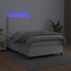 Cama Doble | Cama Para Adultos | Cama Box Spring Colchón Y Led Cuero Sintético Blanco 120x200 Cm Cfw7400492