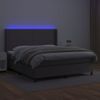 Cama Doble | Cama Para Adultos | Cama Box Spring Colchón Y Led Cuero Sintético Gris 180x200 Cm Cfw6969952