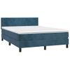 Cama Doble | Cama Para Adultos | Cama Box Spring Colchón Y Led Terciopelo Azul Oscuro 140x190 Cm Cfw7302531