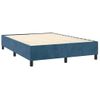 Cama Doble | Cama Para Adultos | Cama Box Spring Colchón Y Led Terciopelo Azul Oscuro 140x190 Cm Cfw1732706