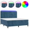 Cama Doble | Cama Para Adultos | Cama Box Spring Colchón Y Led Terciopelo Azul Oscuro 180x200 Cm Cfw9659615