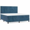 Cama Doble | Cama Para Adultos | Cama Box Spring Colchón Y Led Terciopelo Azul Oscuro 180x200 Cm Cfw9659615