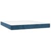 Cama Doble | Cama Para Adultos | Cama Box Spring Colchón Y Led Terciopelo Azul Oscuro 180x200 Cm Cfw9659615