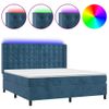 Cama Doble | Cama Para Adultos | Cama Box Spring Colchón Y Led Terciopelo Azul Oscuro 180x200 Cm Cfw7967312