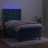 Cama Individual | Cama Para Adultos | Cama Box Spring Colchón Y Led Terciopelo Azul Oscuro 90x190 Cm Cfw8529267