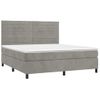 Cama Doble | Cama Para Adultos | Cama Box Spring Colchón Y Led Terciopelo Gris Claro 160x200 Cm Cfw4098660