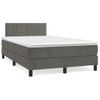 Cama Doble | Cama Para Adultos | Cama Box Spring Colchón Y Led Terciopelo Gris Oscuro 120x190 Cm Cfw4551122