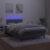 Cama Doble | Cama Para Adultos | Cama Box Spring Colchón Y Led Terciopelo Gris Oscuro 120x190 Cm Cfw4551122